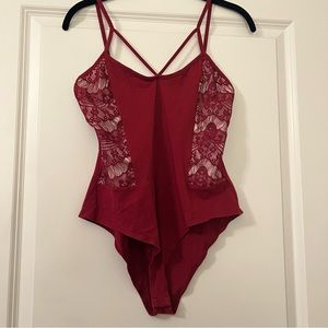 Charlotte Russe Burgundy Lace Bodysuit